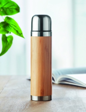 Logotrade promotional item image of: Double wall bamboo cover flask 400ml CHAN BAMBOO