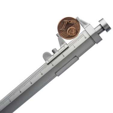 Logotrade promotional giveaway image of: Plastic ballpen with sliding calliper PRESCOT