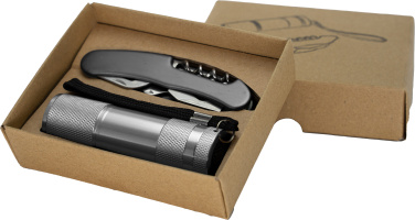 Logo trade promotional giveaways image of: Set torch and pocket knife DOVER