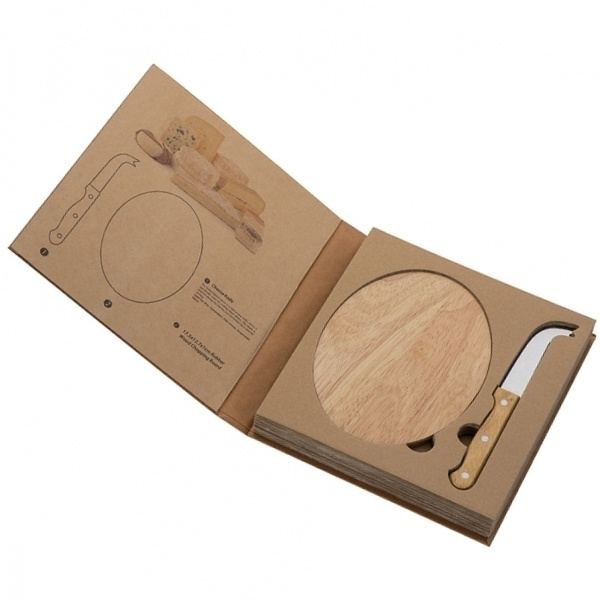 Logo trade promotional giveaways image of: Cheese chopping board with knife GOUDA