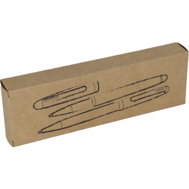 Logo trade business gifts image of: Wooden writing set ballpen and roller INDIANAPOLIS