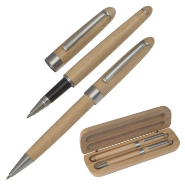 Logotrade promotional merchandise photo of: Wooden writing set ballpen and roller INDIANAPOLIS