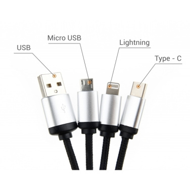 Logo trade advertising products image of: 3in1 cable with enlighted logo for engraving, RXD-368