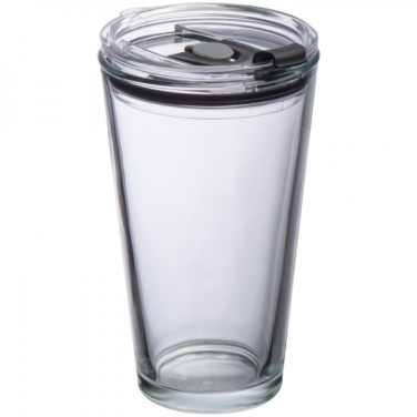 Logo trade corporate gifts picture of: Glass mug with lid WATTENSCHEID 400 ml