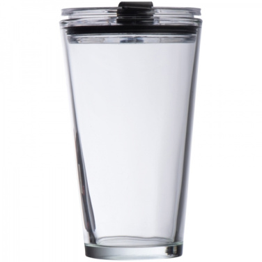 Logo trade promotional merchandise image of: Glass mug with lid WATTENSCHEID 400 ml