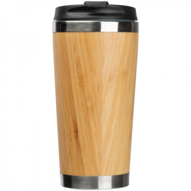 Logo trade promotional giveaways image of: Stainless steel mug BAMBOOGARDEN 400 ml