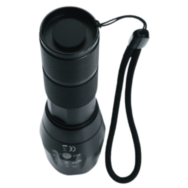 Logo trade promotional merchandise image of: Flashlight ANTELAO Schwarzwolf