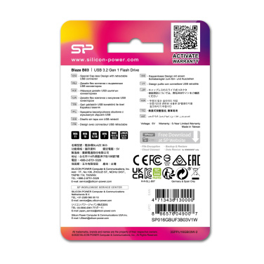 Logo trade business gifts image of: PENDRIVE SILICON POWER B03 3.2