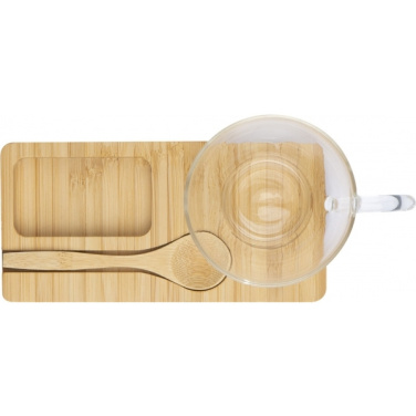 Logo trade corporate gifts image of: Tray with cup and spoon FORMOSA 150 ml