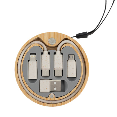 Logotrade promotional giveaways photo of: 4in1 cable in wooden case, LH-ZM01
