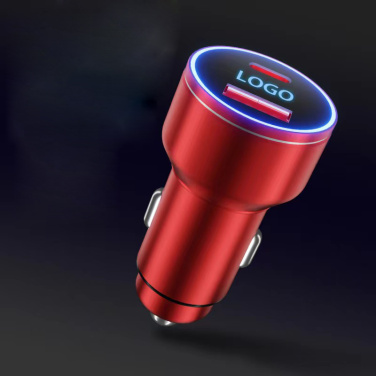 Logo trade promotional gifts image of: Car charger with enlighted logo for engraving