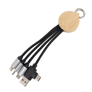 Logotrade promotional gifts photo of: 4-in-1 cable with elighted logo in a wooden casing, LH-ZMU05