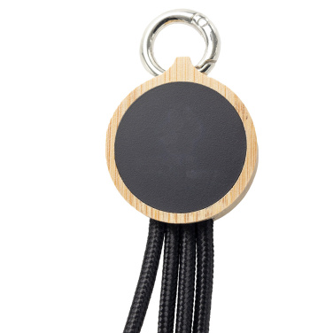 Logotrade promotional products photo of: 4-in-1 cable with elighted logo in a wooden casing, LH-ZMU05