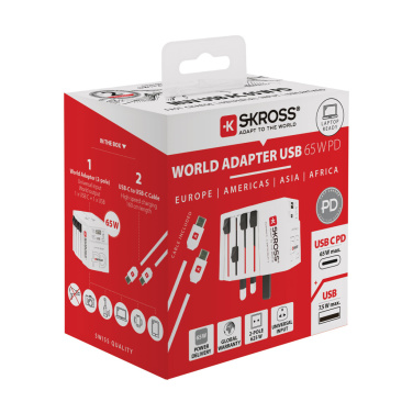 Logo trade promotional product photo of: SKROSS World Travel Adapter MUV 65W PD with USB C Cable