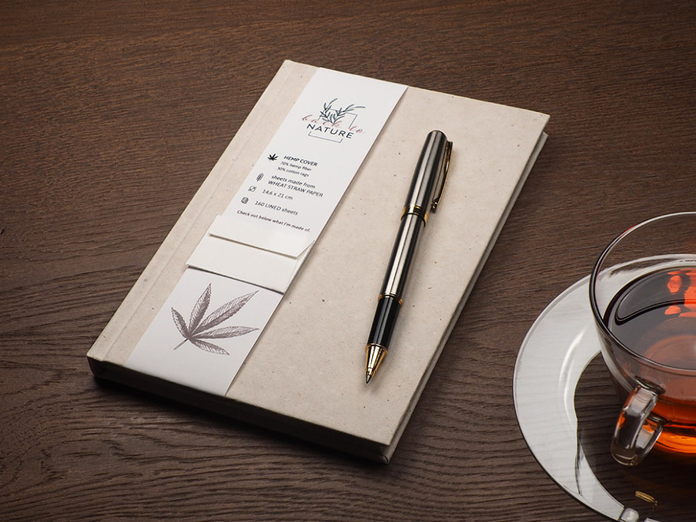 Logotrade promotional giveaway picture of: Recycled Hemp Notebook 209734300