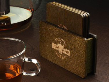Logo trade promotional product photo of: Wooden box with 4 coasters 1871121