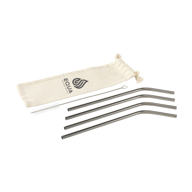 Logo trade promotional merchandise photo of: ECO RVS 4 pieces ECO Straw Set stainless-steel straws