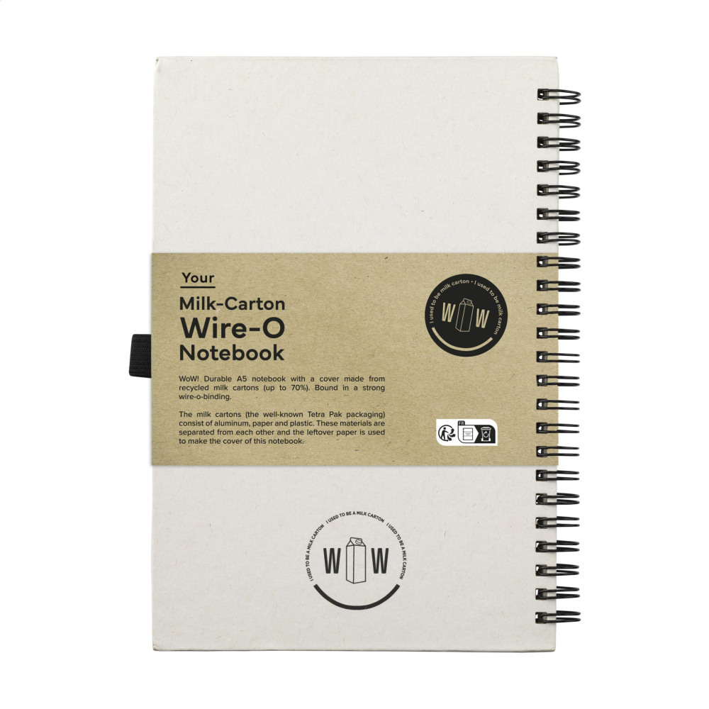 Logo trade advertising product photo of: Milk-Carton Wire-O Paper Notebook A5