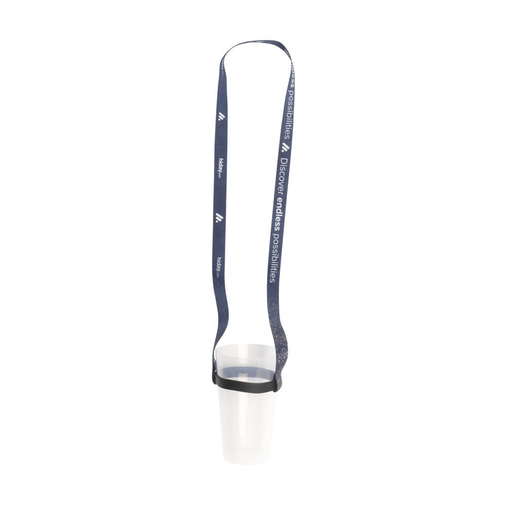Logo trade corporate gifts picture of: Lanyard Sublimation RPET 1.5 cm with Cup holder