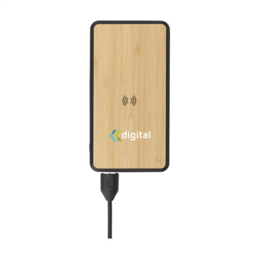 Logotrade promotional item image of: Boru Bamboo RCS Recycled ABS Powerbank Wireless Charger
