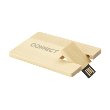 Logotrade promotional gift image of: CreditCard USB Bamboo 32 GB