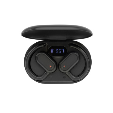 Logo trade promotional gift photo of: Fitsound RCS recycled plastic open ear TWS earbuds