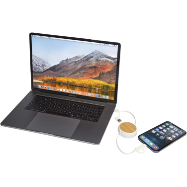 Logo trade promotional giveaway photo of: Chechia 5-in-1 recycled plastic 100 cm retractable data sync and 45W fast charge cable