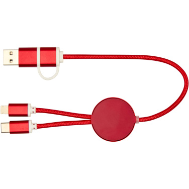 Logotrade promotional gift picture of: Alasia 5-in-1 recycled aluminium and plastic 30 cm data sync and 27W fast charge cable