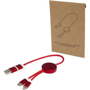 Logotrade corporate gift picture of: Alasia 5-in-1 recycled aluminium and plastic 30 cm data sync and 27W fast charge cable