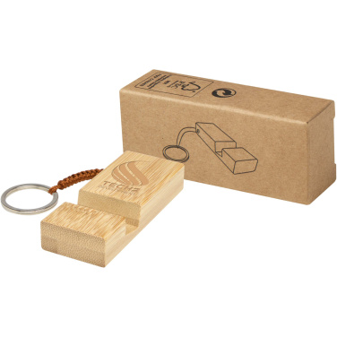 Logo trade promotional product photo of: Bosona bamboo phone holder with keychain