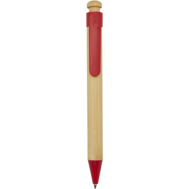 Logo trade promotional items image of: Rattan bamboo and recycled plastic ballpoint pen (black ink)