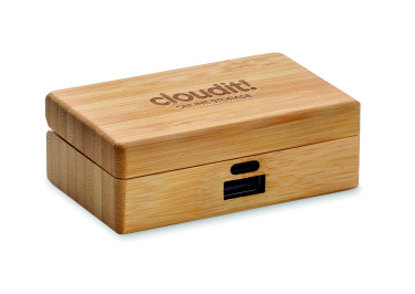 Logo trade business gifts image of: TWS earbuds in bamboo case