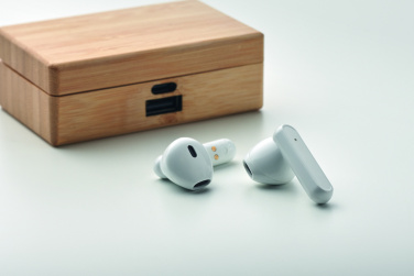 Logotrade promotional product picture of: TWS earbuds in bamboo case