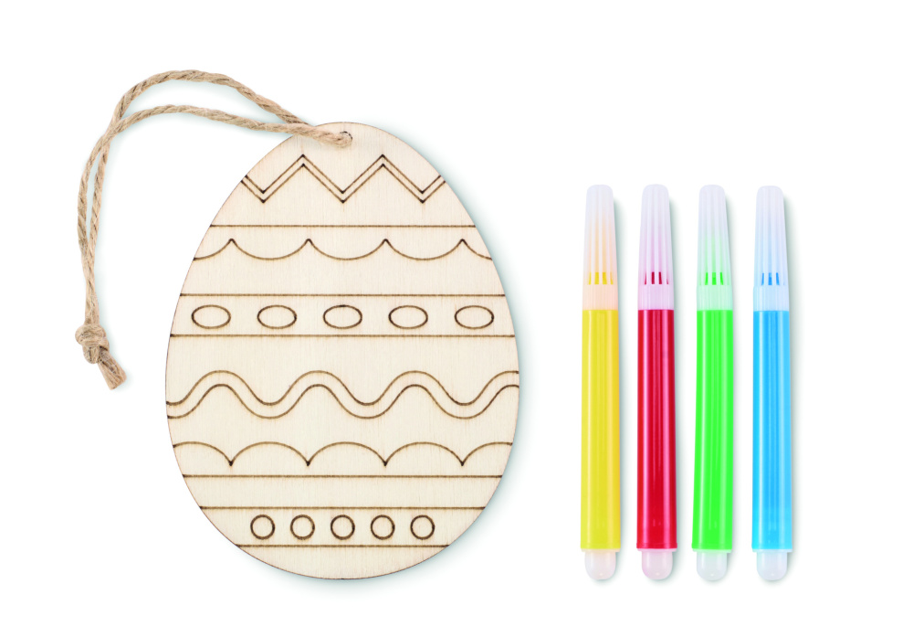 Logo trade business gifts image of: Wooden egg painting set