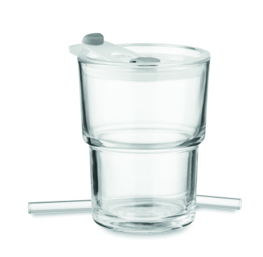 Logo trade advertising products image of: Glass tumbler with straw 400ml