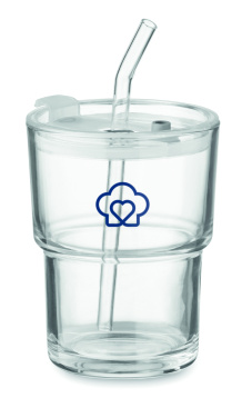 Logotrade promotional product picture of: Glass tumbler with straw 400ml