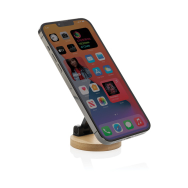 Logo trade corporate gifts image of: Magmount RCS recycled plastic and bamboo phone stand