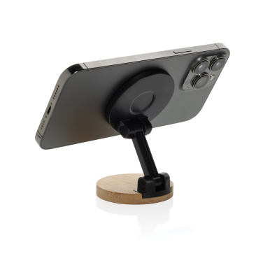Logo trade corporate gift photo of: Magmount RCS recycled plastic and bamboo phone stand