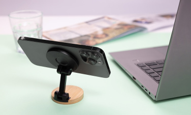 Logotrade promotional giveaways photo of: Magmount RCS recycled plastic and bamboo phone stand