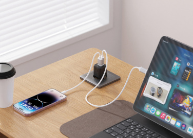 Logotrade promotional product image of: Urban Vitamin Monterey RCS recycled plastic 20W GAN charger