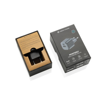 Logo trade corporate gifts image of: Urban Vitamin Monterey RCS recycled plastic 20W GAN charger