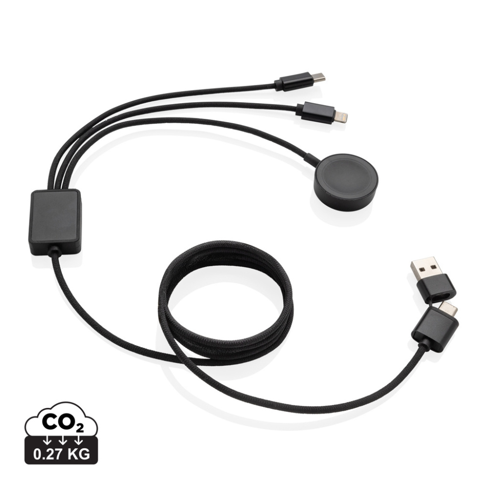 Logo trade business gifts image of: Terra RCS rPET 6-in-1 charging cable with watch charger