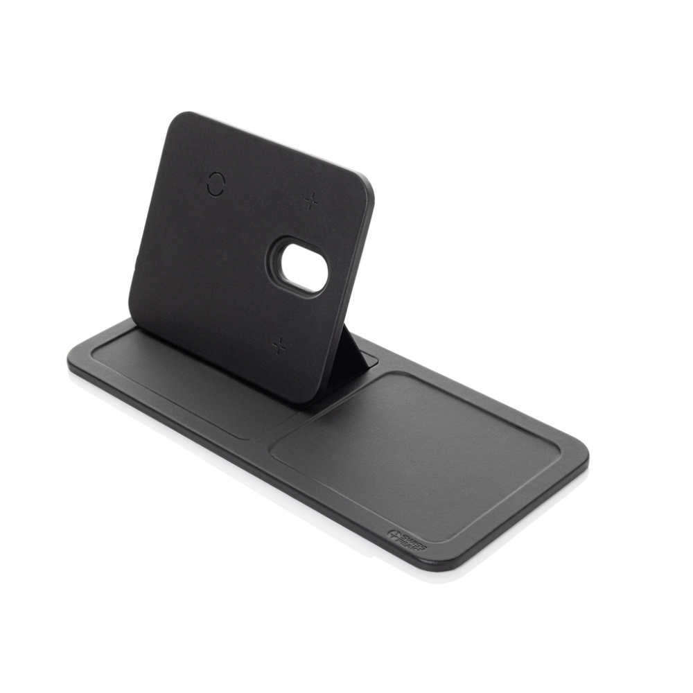 Logo trade advertising product photo of: Swiss Peak 3 in 1 RCS recycled PU wireless charger desk tray