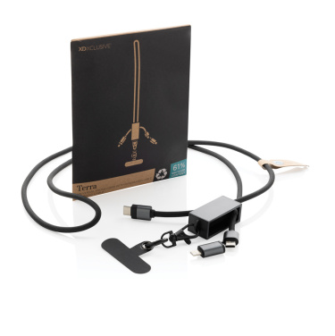 Logotrade promotional product image of: Terra RCS recycled PET phone cord with dual charge cable