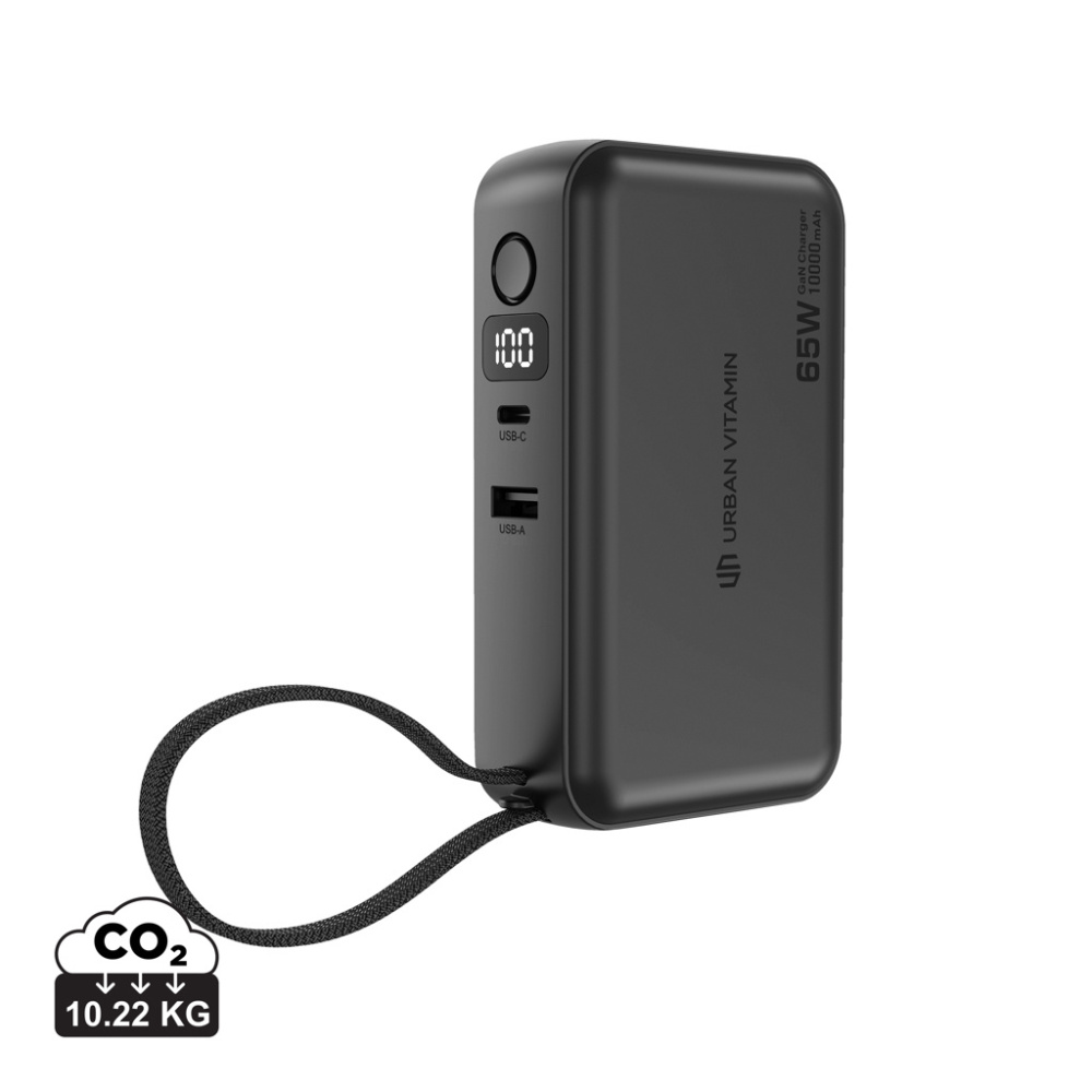 Logo trade promotional merchandise photo of: Urban Vitamin Eureka hybrid GANcharger 10000mah powerbank65W