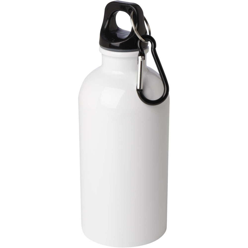Logotrade promotional merchandise picture of: Oregon 400 ml RCS certified single wall stainless steel water bottle with carabiner
