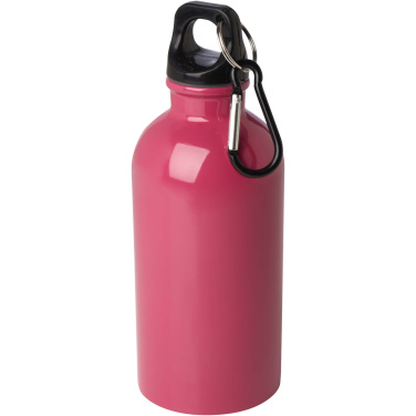 Logotrade promotional gift picture of: Oregon 400 ml RCS certified single wall stainless steel water bottle with carabiner