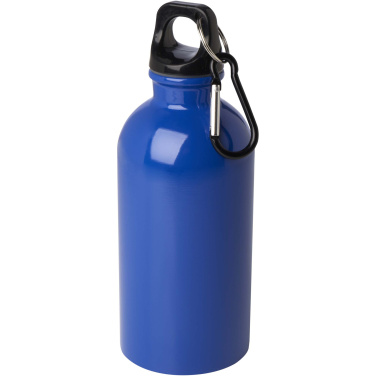 Logo trade corporate gifts image of: Oregon 400 ml RCS certified single wall stainless steel water bottle with carabiner
