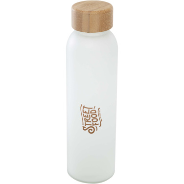 Logo trade promotional merchandise photo of: Lume 500 ml matte soda lime glass bottle with bamboo lid