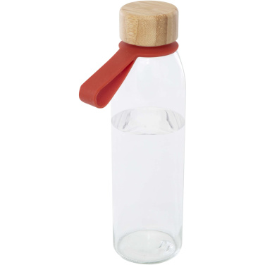Logo trade corporate gifts picture of: Porto 500 ml glass water bottle with silicone handle and bamboo lid